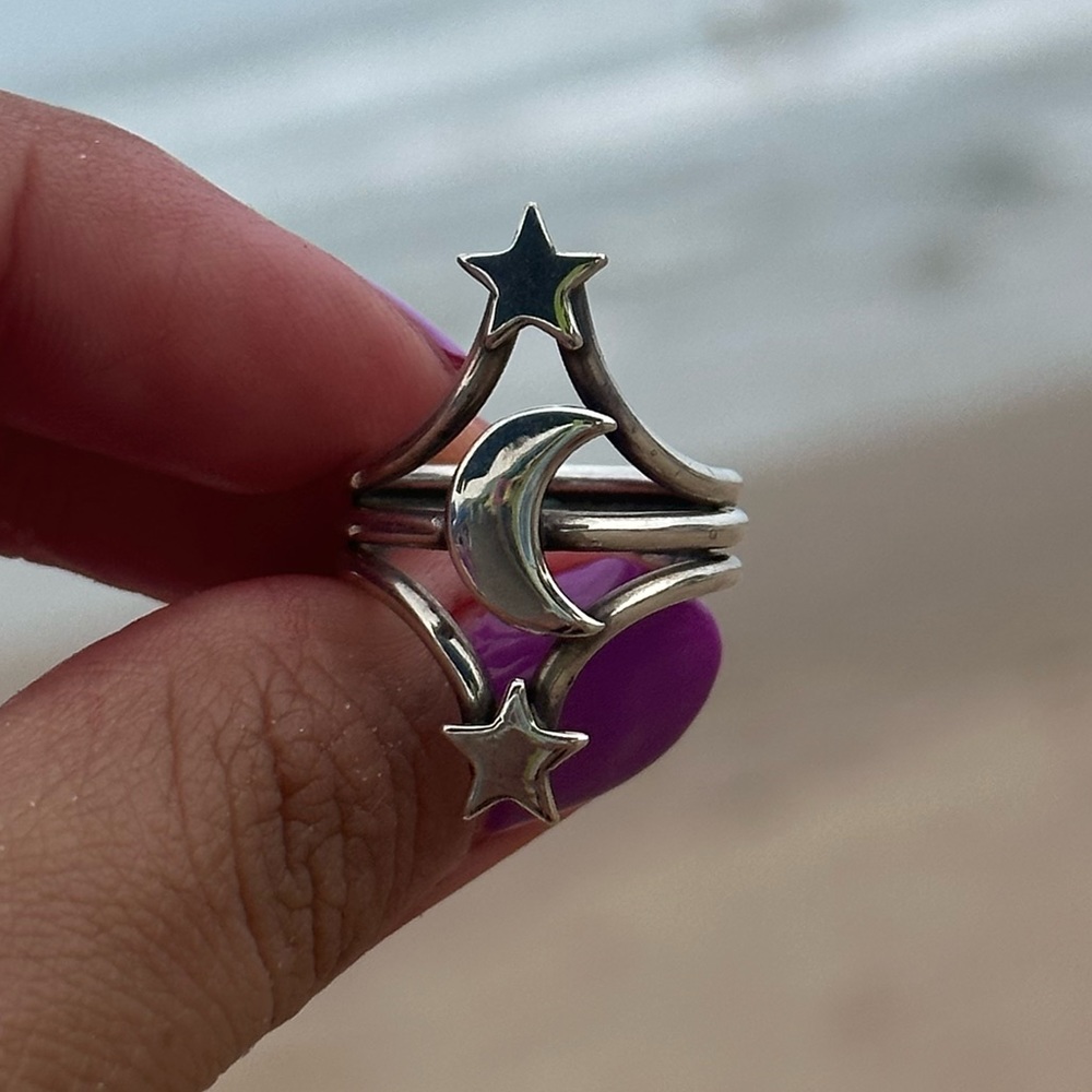 Sterling Silver Star and Moon Ring
